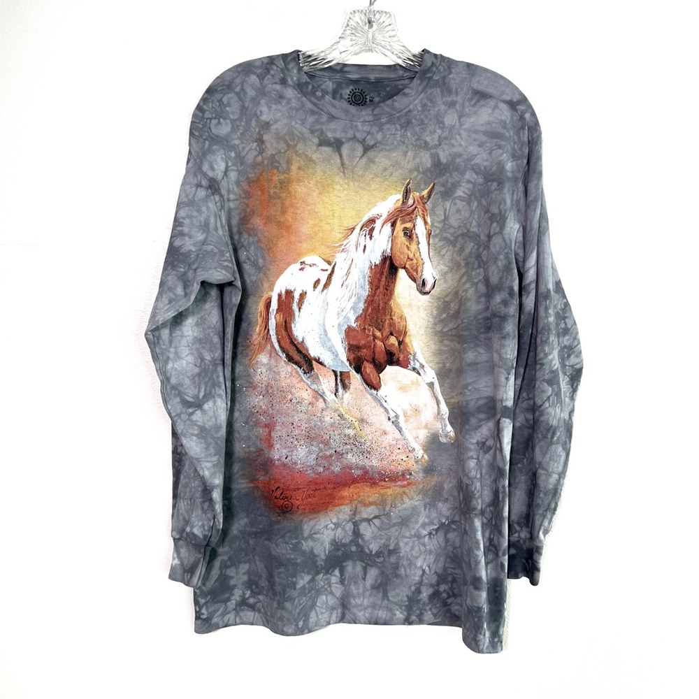 THE MOUNTAIN Artist Valeria Yost Running Horse long sleeve tee size Medium